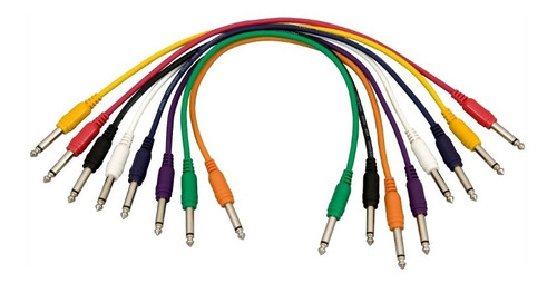Pack 08 Cables Patch 1/4  Ts, 43cm Colores