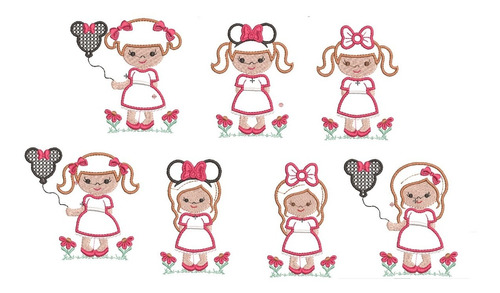 Diseño Matrices Para Maquinas Bordadoras Niñas Nenas Minnie