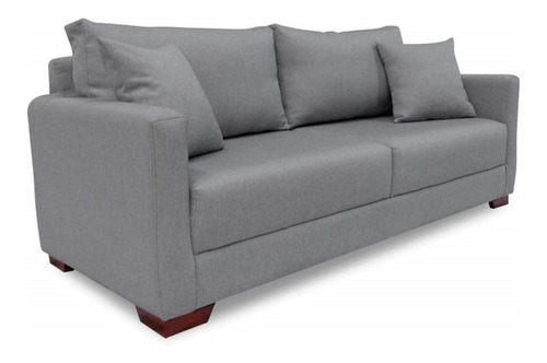 Sofa Tradis 3 Puestos Tela Gris Y Café