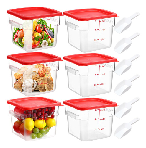 6 Juegos Contenedores De Almacenamiento De Alimentos Cuadrad