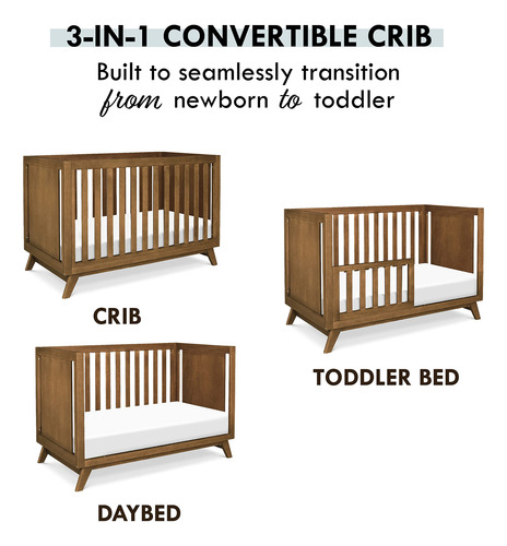 Davinci Otto Cuna Convertible 3 En 1 En Nogal Certificado Nuez