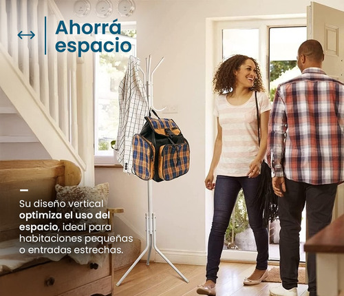 Perchero Pie 12 Ganchos Colgar Ropa Reforzado Moderno Hierro Känn Livet KL-Arbor Color Blanco