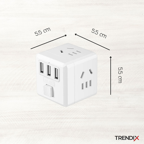 Enchufe Universal Adaptador Cubo 3 Tomas + 3 Usb