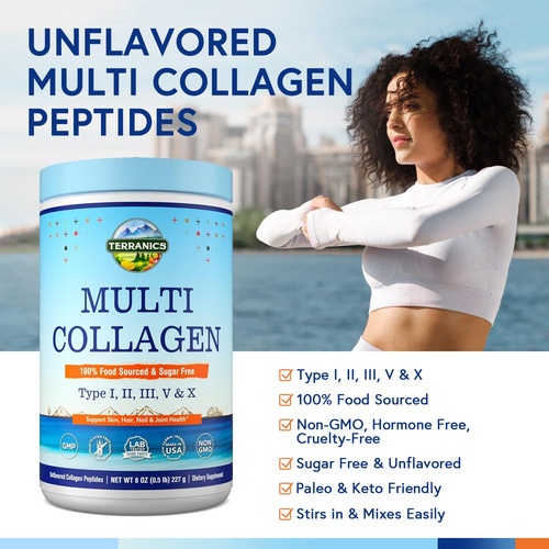 Colágeno Em Pó Terranics Multi Tipo I Ii Iii V X 240 Ml