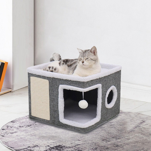 Casa Para Gatos De Estimação Casa Semi-fechada Com Bola