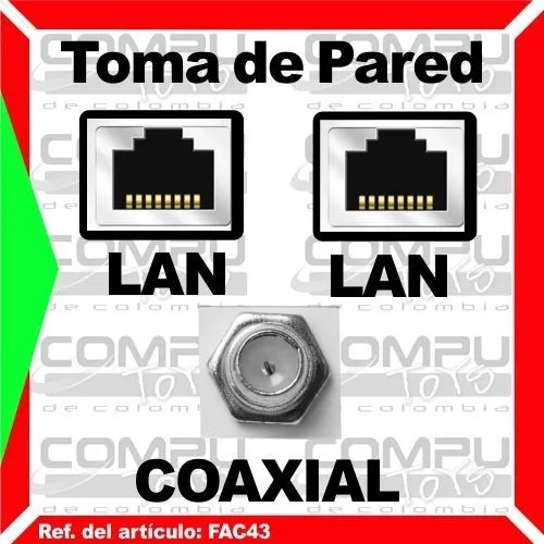 Toma De Pared Coaxial 1+ Rj45 (5e) Ref: Fac43 Computoys Sas