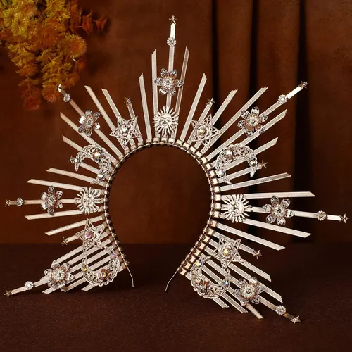 Corona De Halo De Estrella Lunar Cabeza Diadema Pinchos...