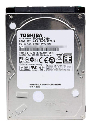 Disco duro interno Toshiba MQ01ABD Series MQ01ABD050 500GB plateado