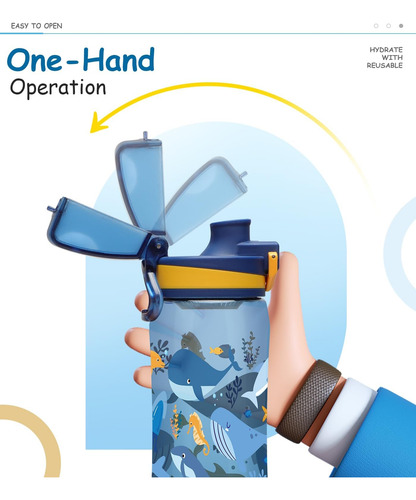 Opard Botella De Agua Para Niños De 17 Oz Con Tapa Abatible