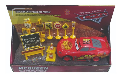 Rayo Mcqueen Con Accesorios Cars Disney Original Toy Maker