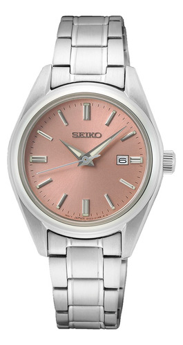 Reloj Seiko Mujer Calendario Cristal Zafiro Sur529 P1 Color De La Malla Plateado Color Del Bisel Plateado Color Del Fondo Rosa