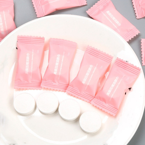 Imagen 5 de 8 de Toalla Comprimida Pastilla Compacta Rosa Limpieza 50pzs