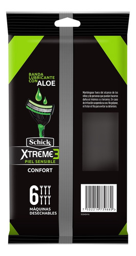 Rastrillos Schick Xtreme3 Piel Sensible 6 Pzas.