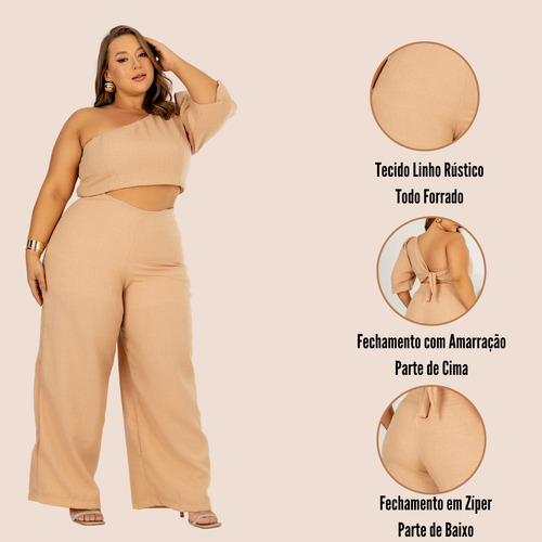 Macacão Social Longo Plus Size Moda Maior G ,gg G1 Tendência