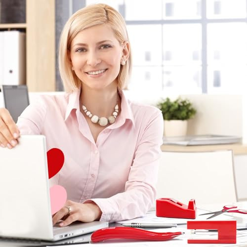 Accesorios De Escritorio En Rojo, Suministros De Oficina En
