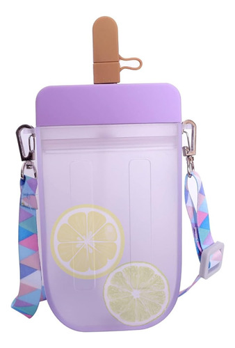 Linda Botella De Agua Con Popote-300 Ml Creative Ice Cream P