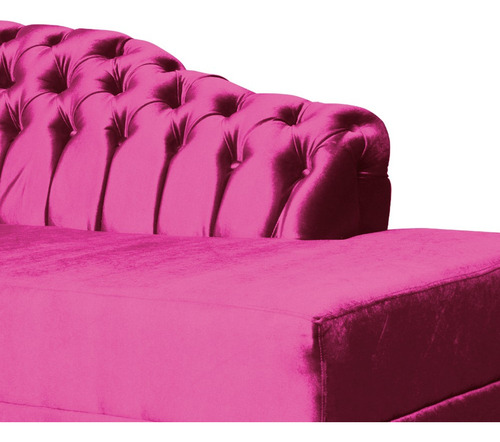 Recamier Divã Styllus Lado Direito Veludo Rosa Pink