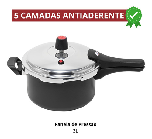 Panela De Pressão Fechamento Externo Antiaderente 3 Litros
