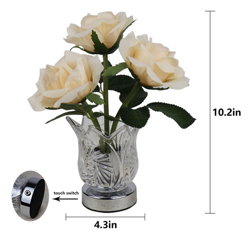Lámpara De Mesa B Rose, Lámpara De Flores, Funciona Con Pila