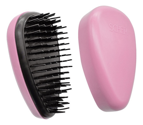 Cepillo Desenredante Anti Frizz Viaje Pocket Rosa Scher Color Rosa pastel