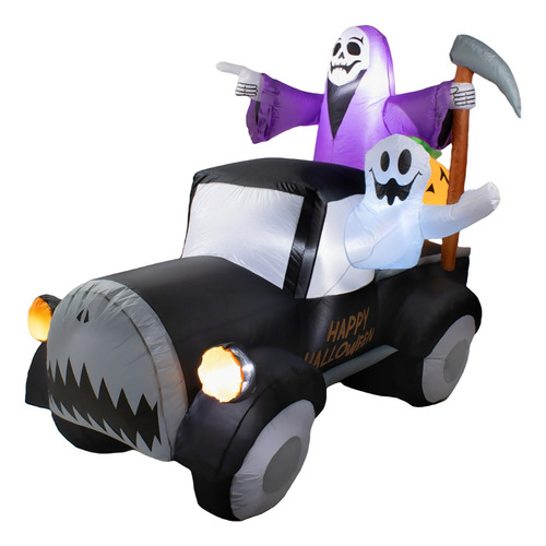 Inflable Halloween Auto Fantasma Embrujado Luz Led 2 Mts