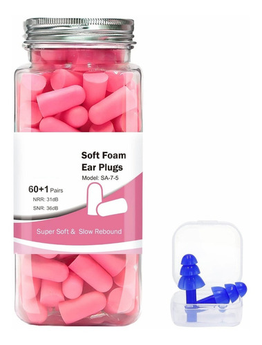 Tapones De Oídos Silicona De Suaves Para Reducción De Ruido Color Rosa