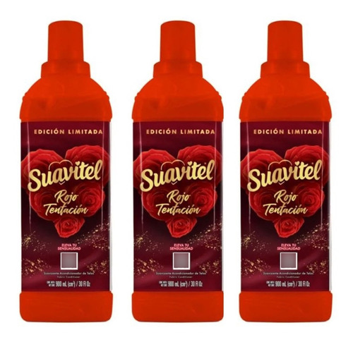 Suavizante De Telas Suavitel Rojo Tentación 900 Ml 3 Pack