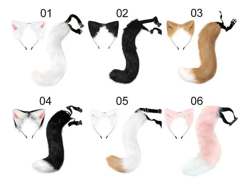 Diadema De Tela Con Forma De Cola De Zorro Y Orejas De Gato