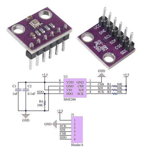 Módulo De Sensor Bme280 3.3v Para Raspberry Pi
