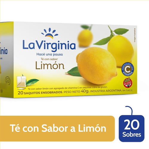 La Virginia Te Con Sabor Limon 20 Saquitos En Sobre 2 Gr