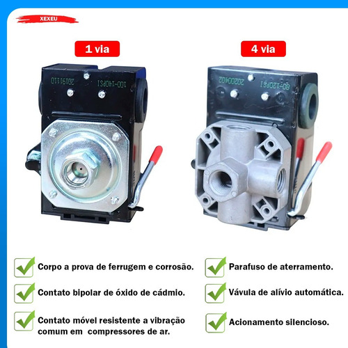 Pressostato Automatico Para Compressor De Ar Chiaperini