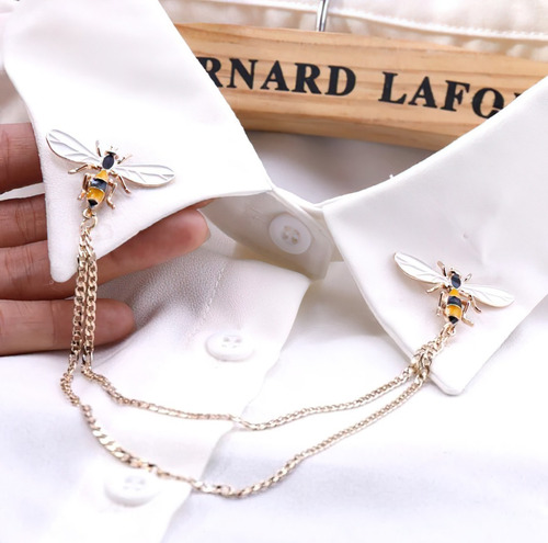 Collar Pin Abeja Para Cuello De Camisa Con Cadena A