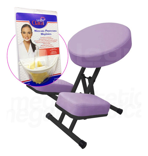 Cadeira Kneeling Chair Reeducação Postural, Máscara Proteção