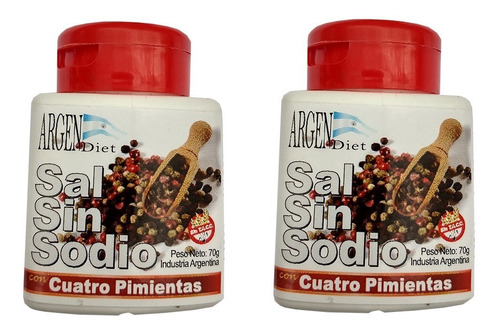 2 X Sal Sin Sodio Cuatro Pimientas Argendiet X 70gr C/u - Dw