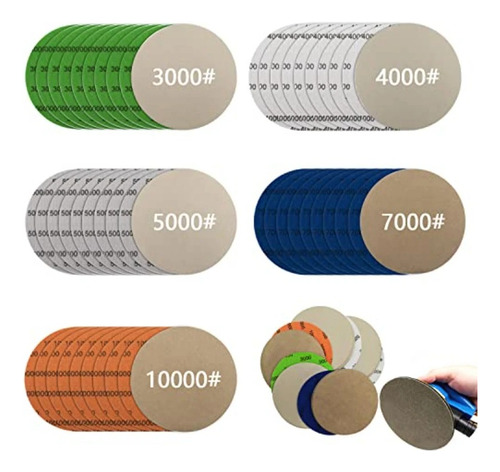 Discos Lixa Velcro 125mm 5pol Grãos 3000a 10000 Roto Orbital 3000