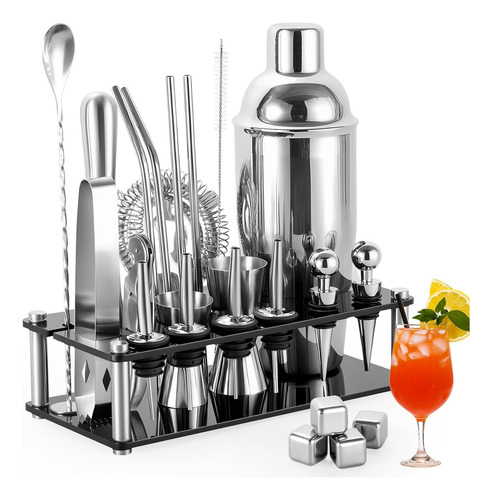 Kit De Cocteleria 25pcs Bartender Con Soporte,750ml