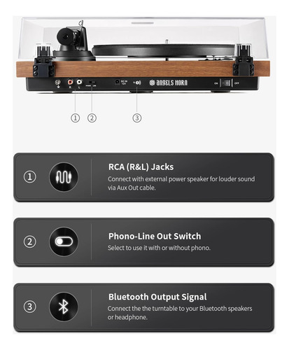 Tocadiscos Angels Horn Bluetooth At-3600l Con Preamplificado