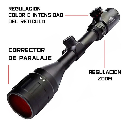 Imagen 6 de 10 de Mira Telescopica Apolo 3-9x40 Zoom Caza Mildot Luz Paralaje