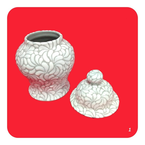 Set De 2 Tibores Barrocos Blancos Talavera Poblana 25 Cm Tbr