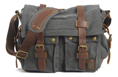 Canvas Leather Men Messenger Bags Big Satchel Shoulder Bags Male Laptop Briefcase Travel Handbag (color : F)