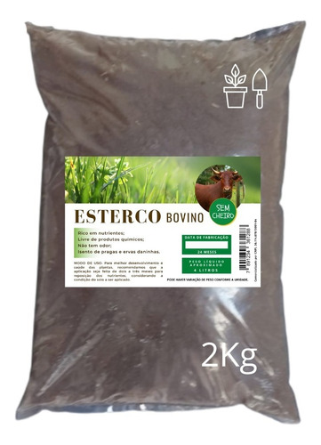 Esterco Bovino Para Plantas Plantio Sem Cheiro 4 Litros