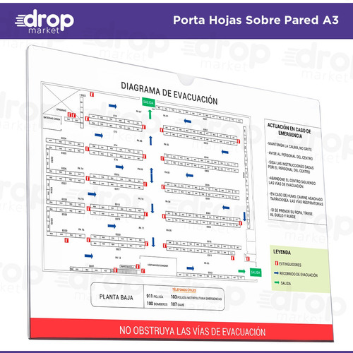 Imagen 2 de 10 de Porta Hojas A3 Sobre Pared | Pet Tipo Acrílico | X 1 U.