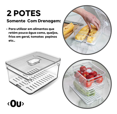 Kit 4 Potes Organiza Cozinha Geladeira Empilháveis Marca Ou Cor Transparente