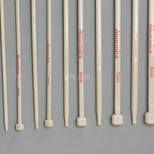 Imagen 3 de 8 de Kit 8 Agujas De Tejer De Plástico Tricot Almendra N° 3 Al 8
