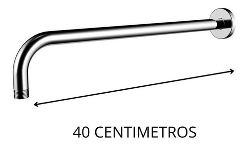 Imagen 3 de 10 de Caño De Ducha Acero Inox Cromado 40cm Brazo Para Flor Ducha