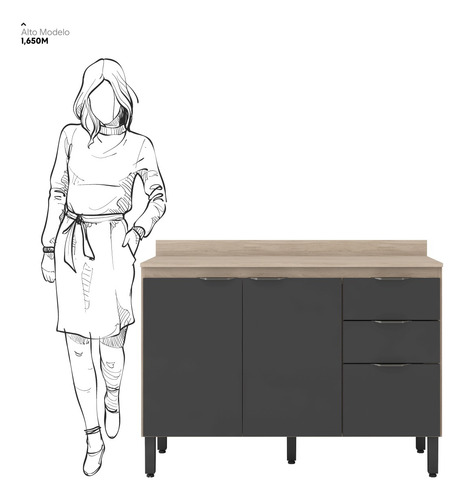 Mueble Bajo Mesada Moderno Importado Firenze Meble Grafito