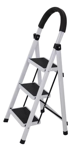comprar Escalera De Acero Tubular Tipo Tijera Plegable 3 Escalones Homex Color Blanco