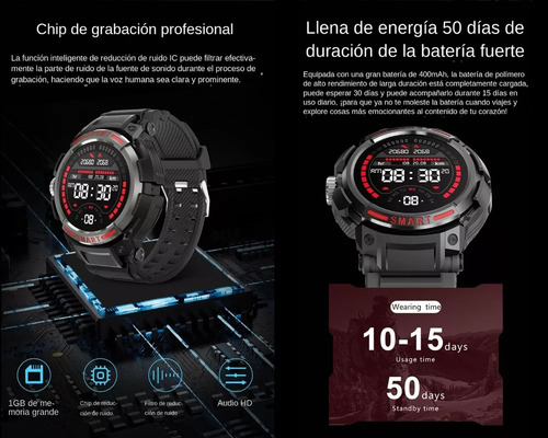Gh Reloj Inteligente Para Hombre Bluetooth 2 En 1 Con Audífonos