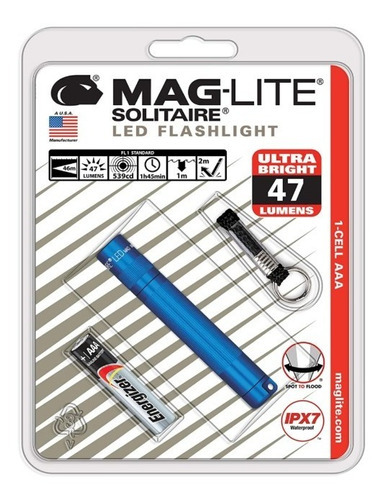 Linterna Maglite®, modelo LED solitario, color de la linterna: azul, color de la luz: blanco