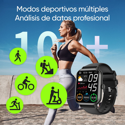 Reloj Inteligente Unisex De 2.01'' Con Llamadas Bluetooth, Ip67, Resistente Al Agua, Deportivo Para Ios Y Android, Monitor De Frecuencia Cardíaca